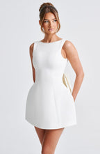 Bow Back Mini Dress with Pearl Detail - Pink Polyester Blend - Cocktail Party Dress — Image 11