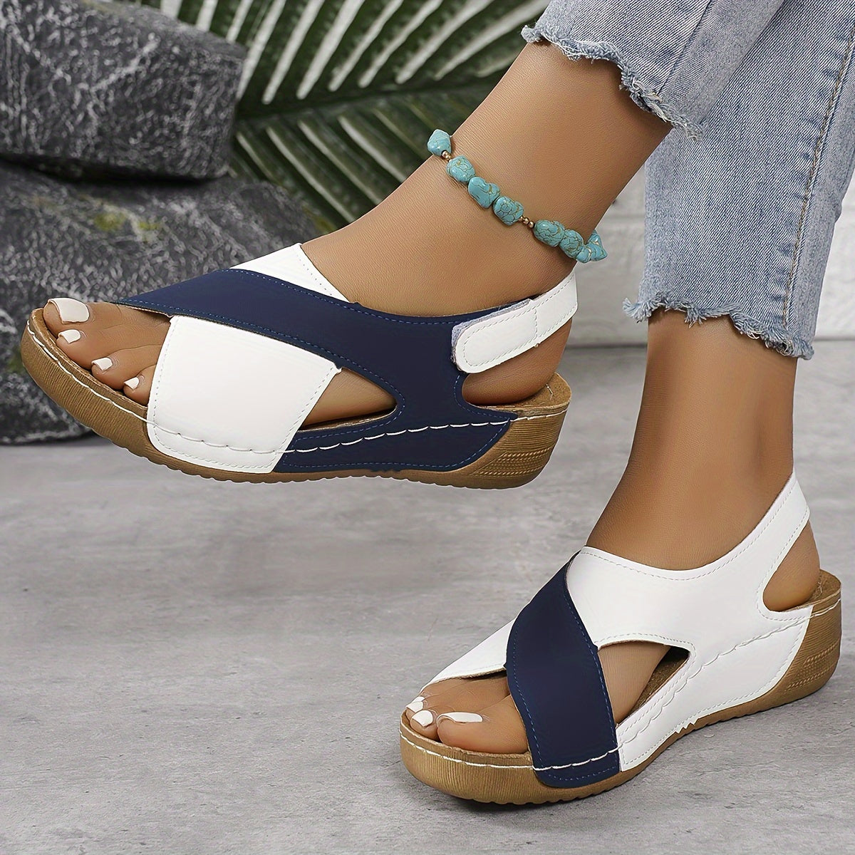 Women's Cross Strap Sandals Multi-Color Comfortable Open Toe Casual — Main Image