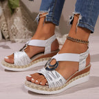 Women's Wedge Sandals - Espadrille with Metallic Accent in Multiple Colors — Image 13