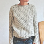 Women's Knit Sweater Soft Wool Blend Casual Pullover Beige Medium — Image 3