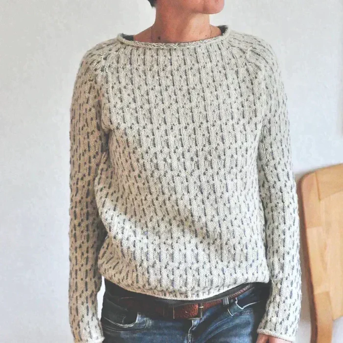 Women's Knit Sweater Soft Wool Blend Casual Pullover Beige Medium — Image 3