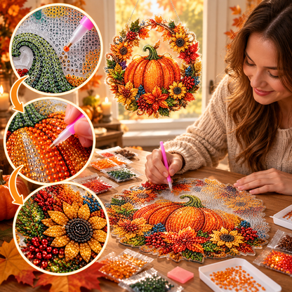 Ghirlanda Autunnale Diamond Painting – Zucca e Fiori