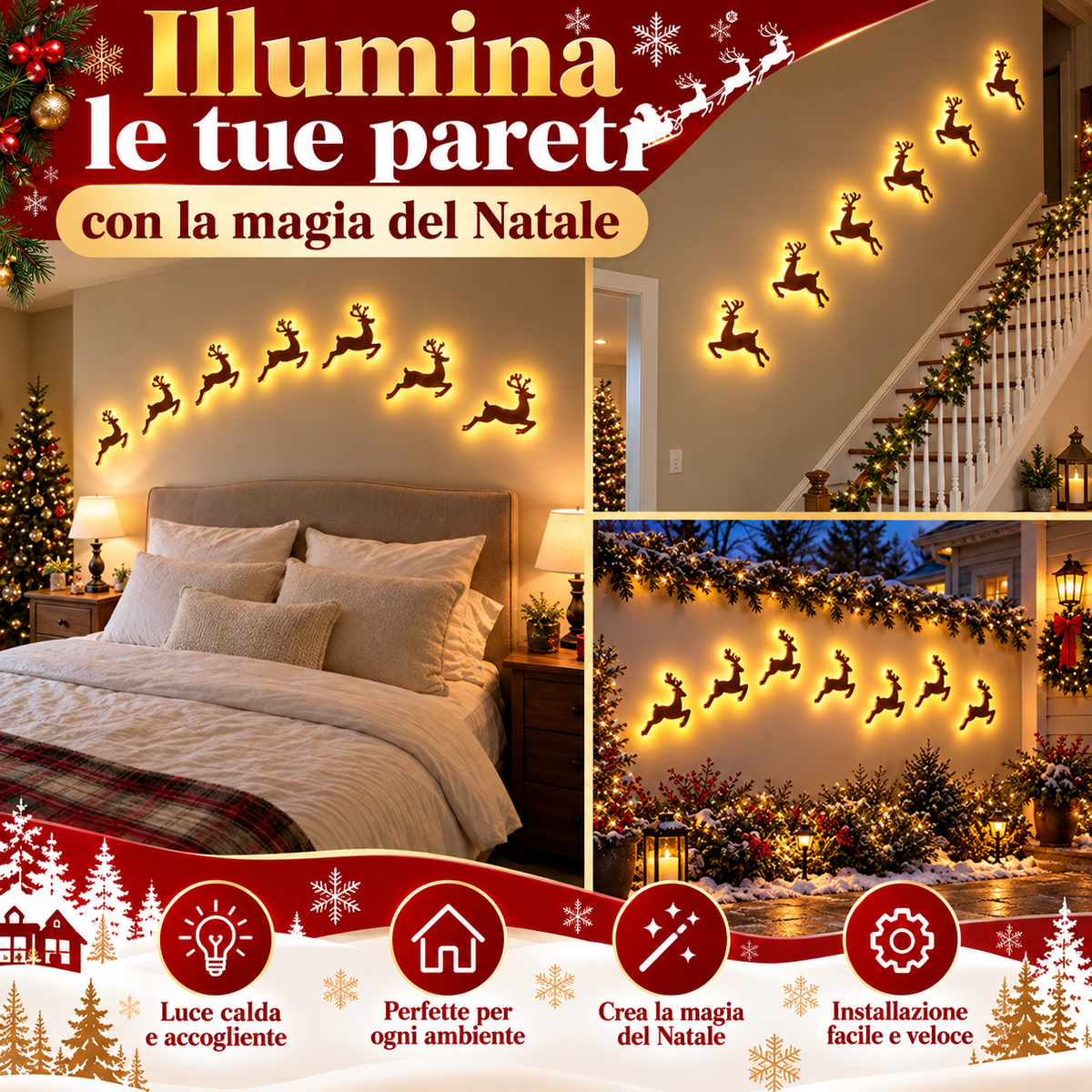 🎄 Renne Luminose LED – Decorazione Natalizia Magica