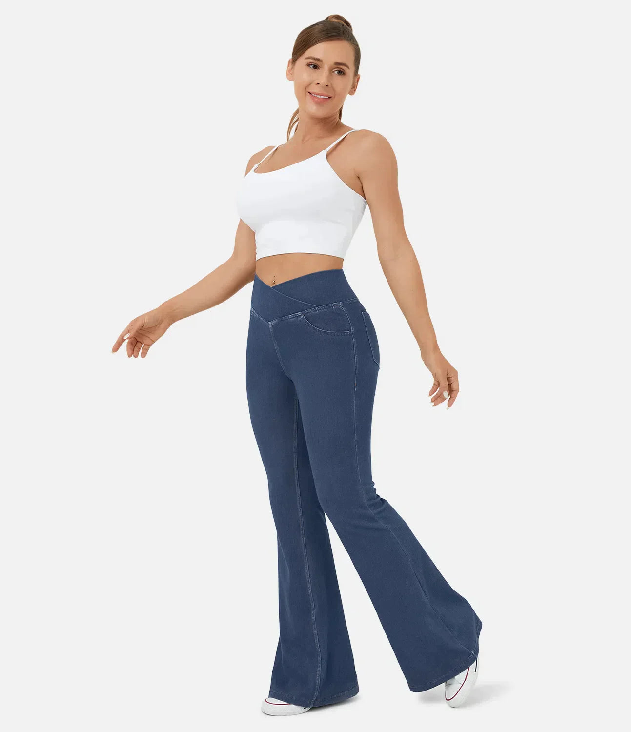 Brand Women's High Waist Flare Leg Jeans Stretchy Denim Pants Blue — Image 16