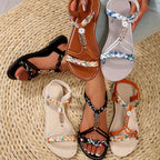 Women's Floral Braided Strap Sandals Multicolor Bohemian Style Summer Footwear — Image 4