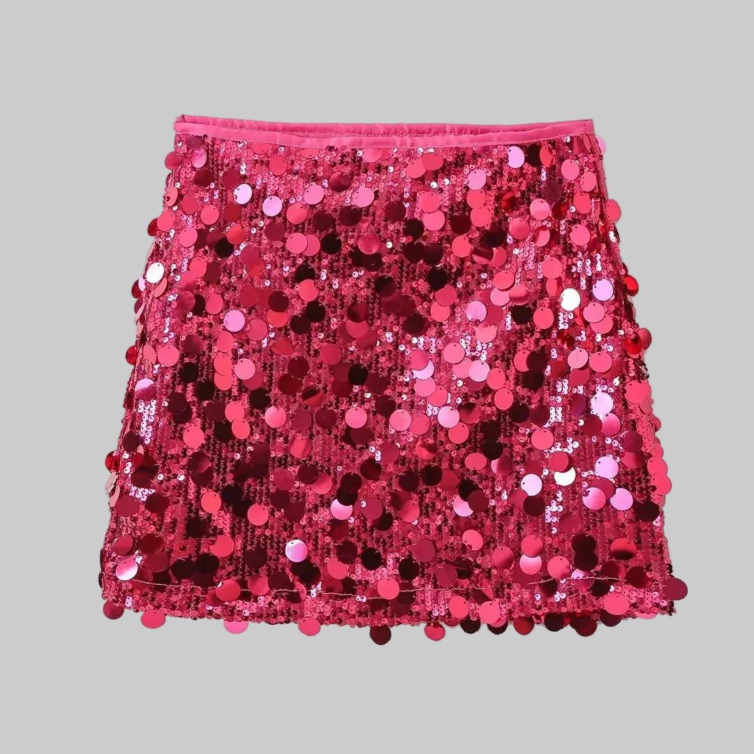 Sequin Mini Skirt - Sparkly Party Skirt Women - Red, Silver, Black, Pink, Purple, Gold Polyester — Image 4