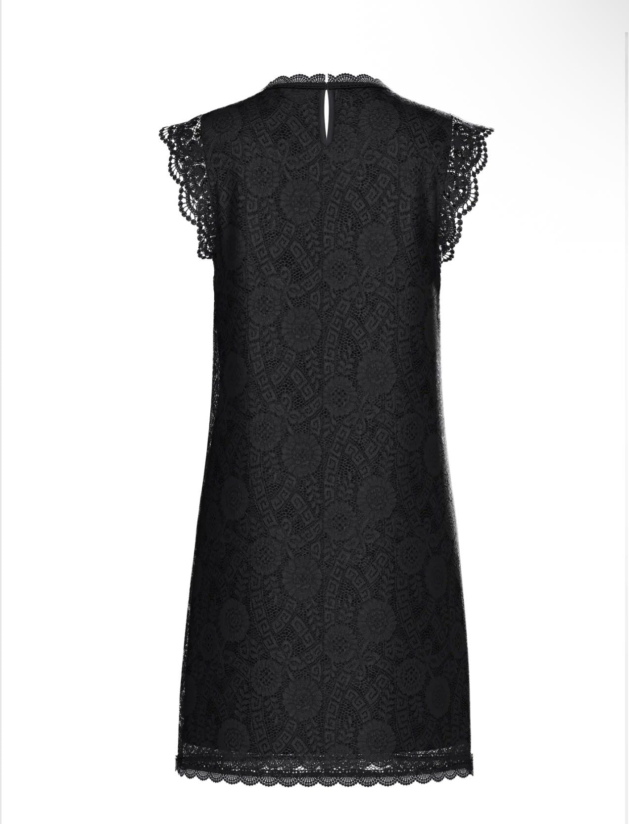 Pieces Black Lace Mini Dress - Sleeveless Cocktail Dress with Lace Detailing — Image 2