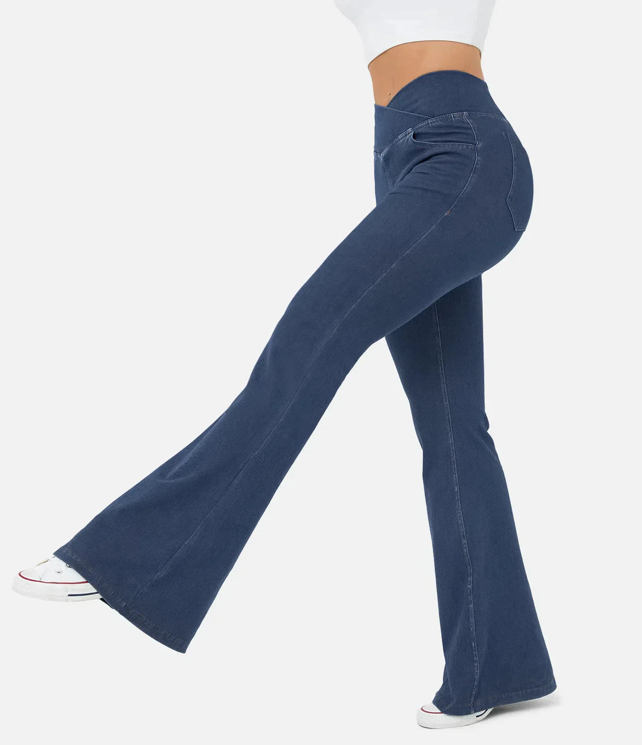 Brand Women's High Waist Flare Leg Jeans Stretchy Denim Pants Blue — Image 19