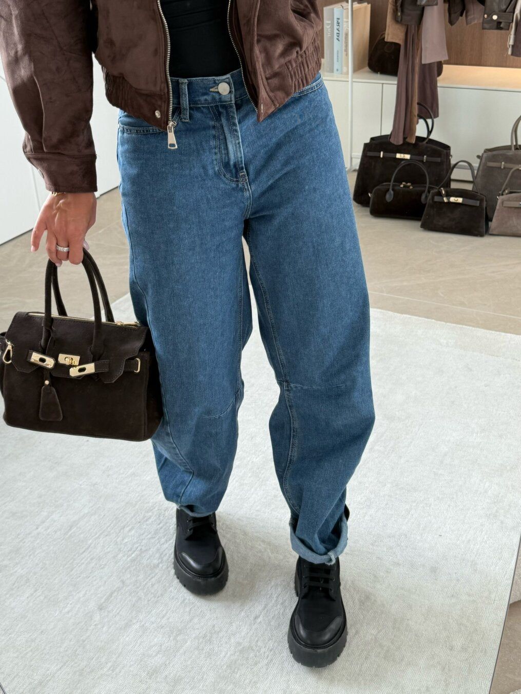 High-Waisted Balloon Jeans Women's Relaxed Fit Blue Denim — Image 8