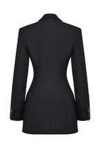 Black Blazer Dress, Structured Mini Dress with Long Sleeves — Image 8
