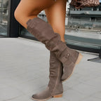 Chic Women's Suede Knee-High Boots in Beige, Brown, Black - Comfortable Fit — Image 4