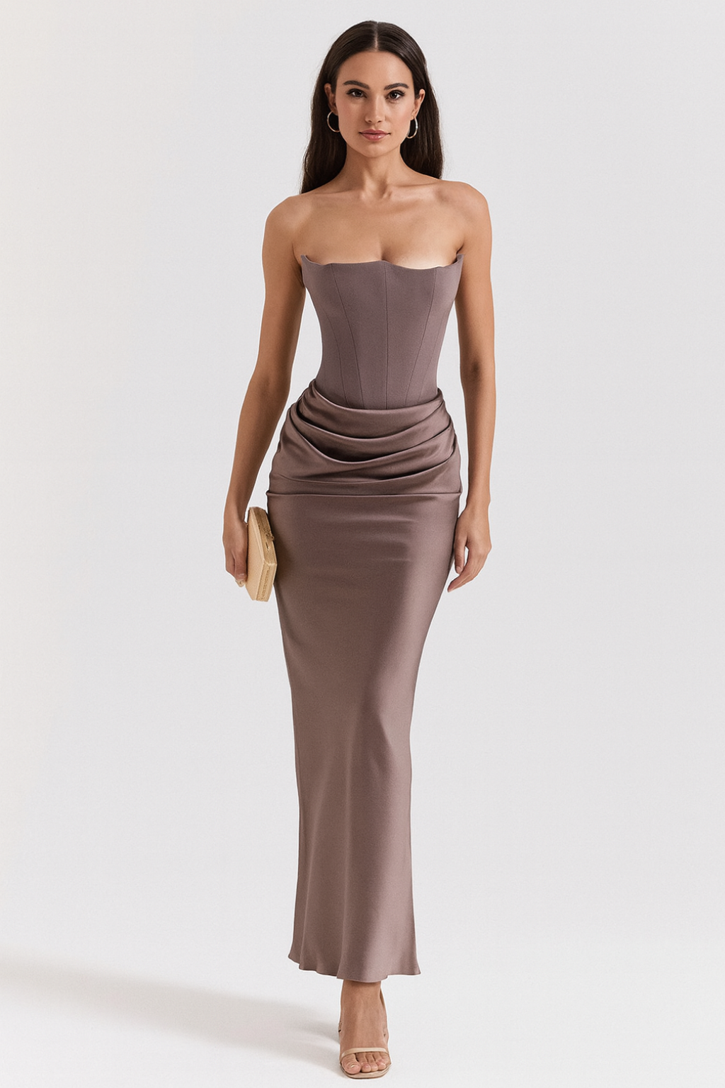 Strapless Corset Maxi Dress - Satin Formal Evening Gown in Various Colors — Main Image