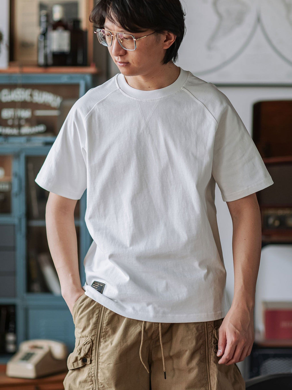 Vintage Club Men's Brown Cotton Raglan Sleeve T-Shirt, Crew Neck, Short Sleeve — Image 6