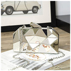 Gold Geometric Clutch Bag - Evening Party Handbag with Chain - Small Elegant Clutch — Image 8