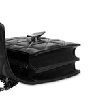 Quilted Crossbody Bag Black Faux Leather Chain Strap Shoulder Purse — Image 4