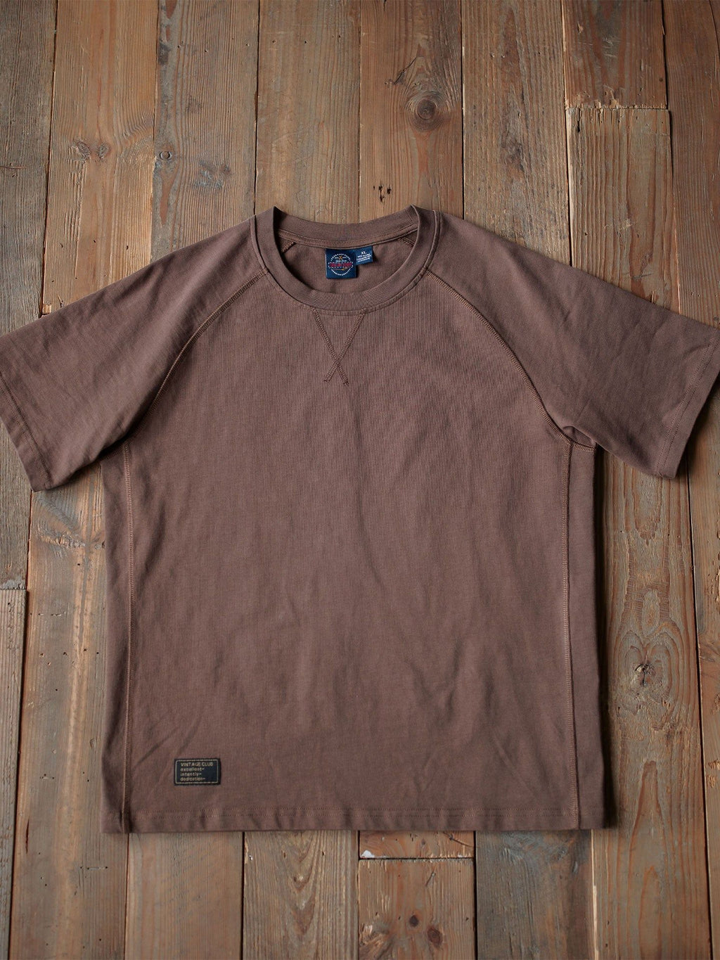 Vintage Club Men's Brown Cotton Raglan Sleeve T-Shirt, Crew Neck, Short Sleeve — Image 9