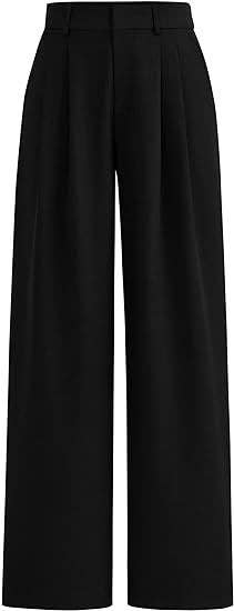 Women's High-Waist Wide-Leg Trousers Black Rayon Linen Blend S-XXL — Image 2
