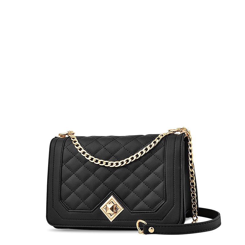Quilted Chain Shoulder Bag Crossbody Purse PU Leather, available in Beige, White, Gray, Black, Red, Green, Pink — Image 4