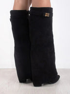 Elegant Women's Knee-High Suede Boots - Black, Beige, Brown, Luxurious Material — Image 5