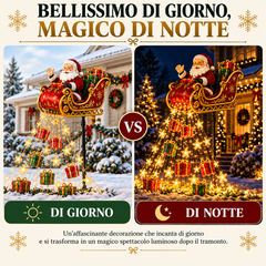 🎅 Slitta di Babbo Natale Volante con Luci Solari – Decorazione Natalizia da Giardino