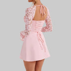 Lace Sleeve Corset Mini Dress - Party Cocktail Bodycon - Various Colors — Image 2