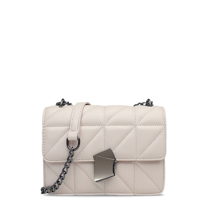 Quilted Crossbody Bag Black Faux Leather Chain Strap Shoulder Purse — Image 2