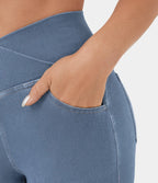 Brand Women's High Waist Flare Leg Jeans Stretchy Denim Pants Blue — Image 3