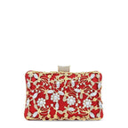 Floral Evening Clutch Bag Gold Rhinestone Beaded Party Purse Bridal Handbag — Image 6