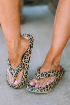 Leopard Print Women's Flip Flops Cushioned Sole Non-Slip Summer Sandals — Image 3