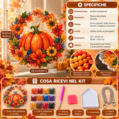Ghirlanda Autunnale Diamond Painting – Zucca e Fiori
