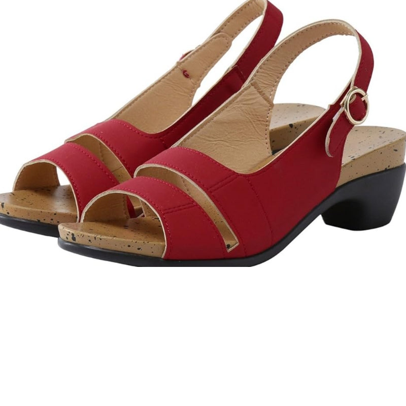 Women's Slingback Sandals Faux Leather Low Heel Open Toe Adjustable Buckle Summer Shoes — Image 8
