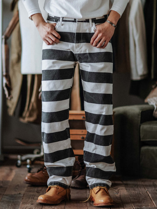 Axman Vintage Pants | Wide Striped Canvas Cotton, Durable 16 oz. 0
