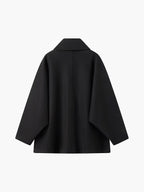 Women's Oversized Wool Blend Coat with Button Closure and Pockets, Beige, Elegant Warm Outerwear — Image 7