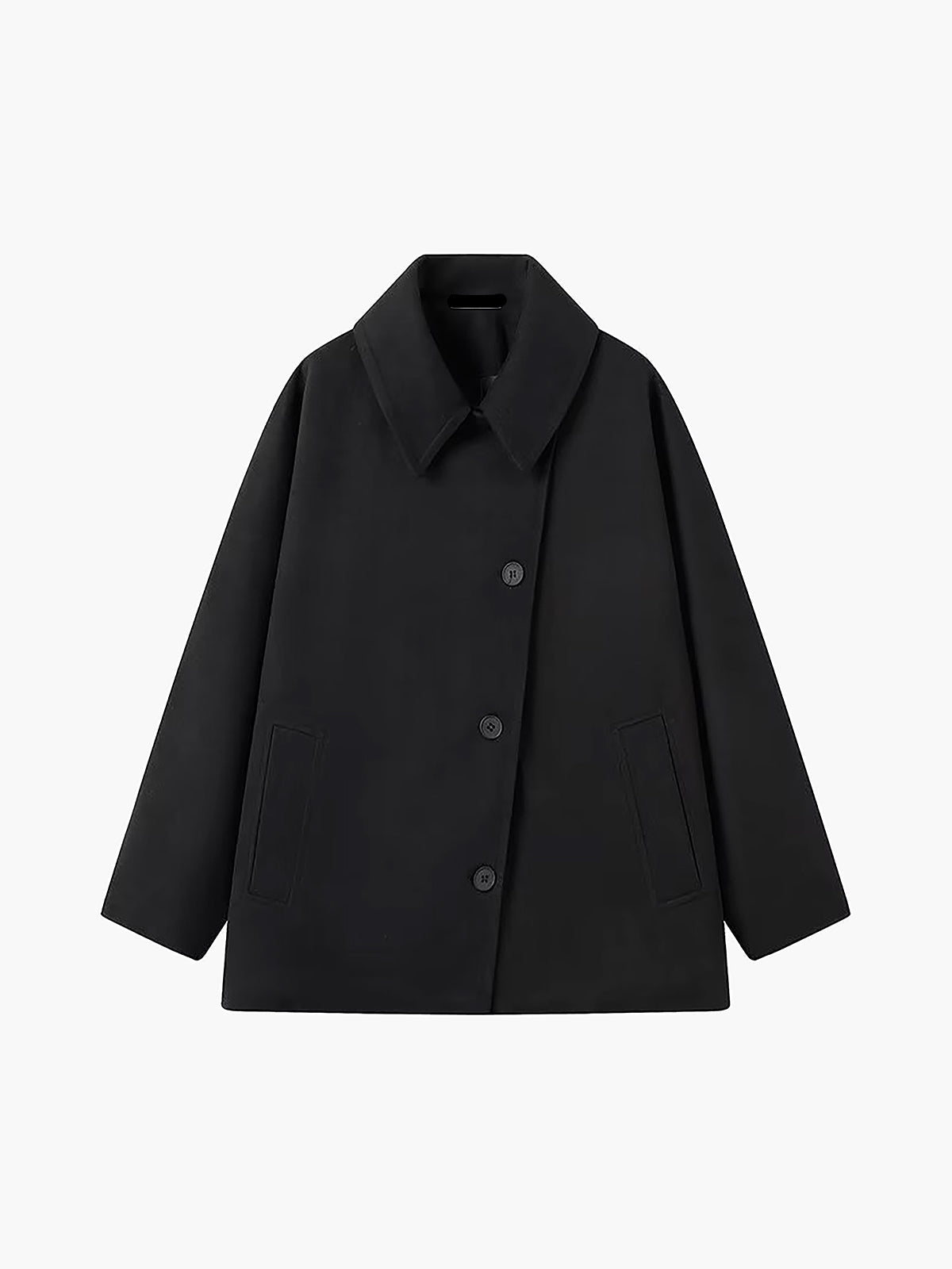 Women's Oversized Wool Blend Coat with Button Closure and Pockets, Beige, Elegant Warm Outerwear — Image 6