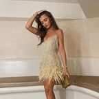 Elegant Sequin Fringe Feather Dress - Women's Party Dress in Multiple Colors — Image 4