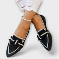Elegant Women's Slip-On Loafers Pointed Toe Bow Detail Casual Flats Breathable Fabric — Main Image