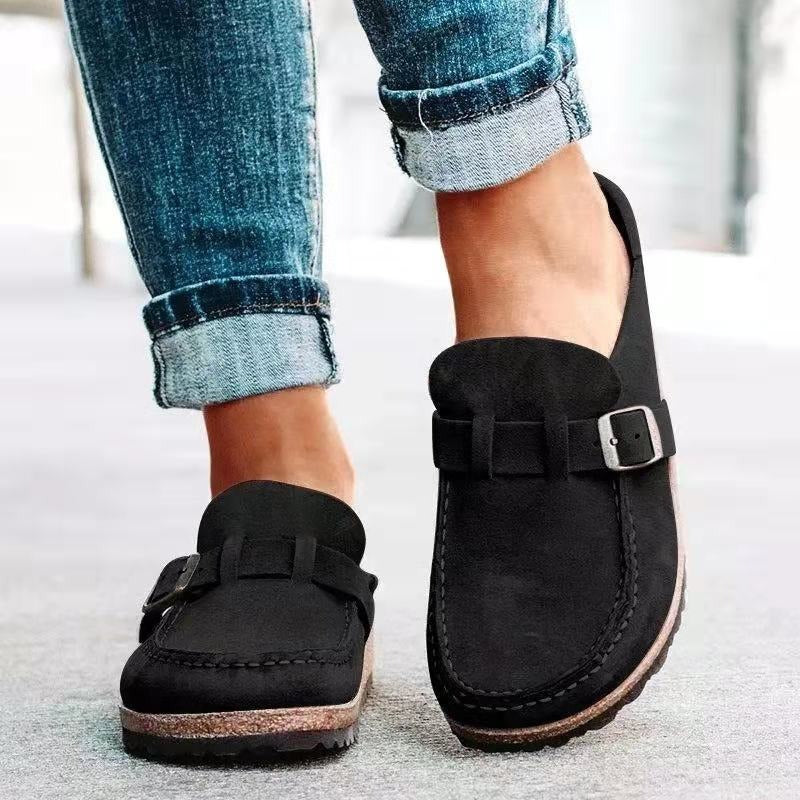 Women's Suede Slip-On Loafers with Buckle in Multiple Colors — Image 3