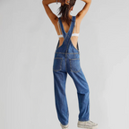 Women's Denim Overalls Relaxed Fit Cotton Jumpsuit Adjustable Straps Pockets — Image 2