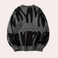 Unisex Knit Sweater Abstract Pattern Cotton Blend Black Gray White Casual Pullover — Main Image