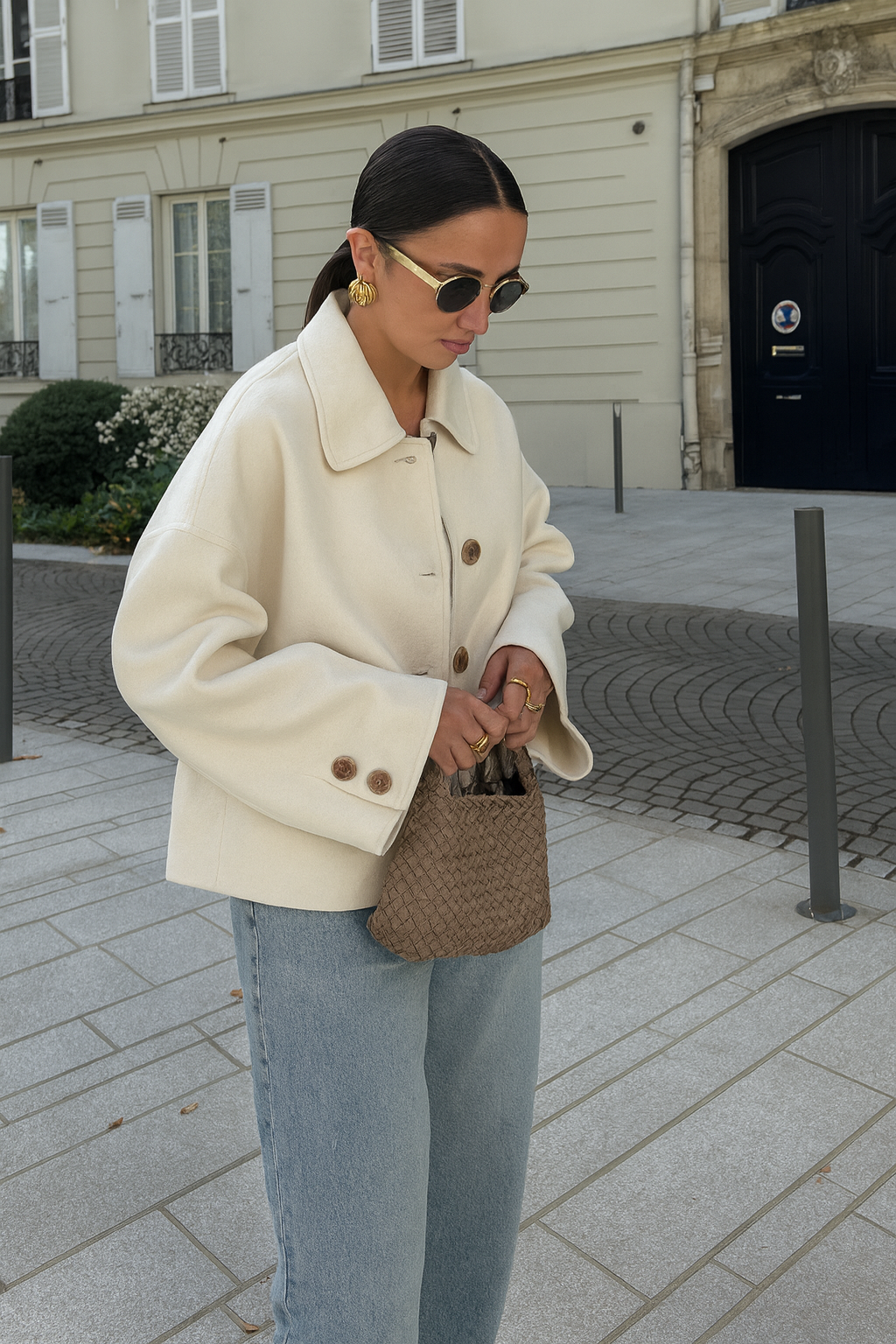 Women's Oversized Wool Blend Jacket Brown Button-Up Casual Outerwear — Image 7