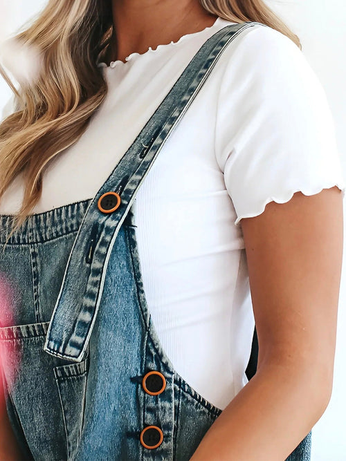Daisy Women's Denim Overalls | Distressed Wide Leg, Adjustable Fit 1