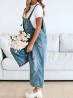 Daisy Women's Denim Overalls | Distressed Wide Leg, Adjustable Fit 4