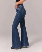 Women's High-Waisted Flare Jeans in Light and Dark Wash Denim, Comfortable Fit — Image 5