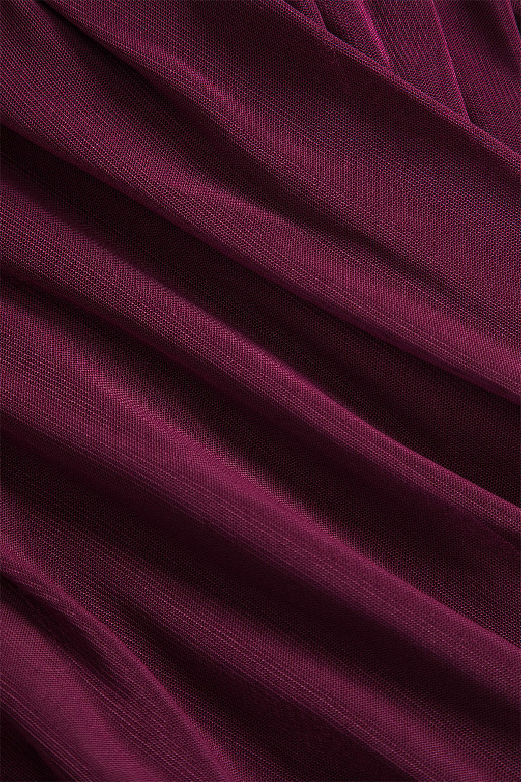 Women's Sheer Mesh Long Sleeve Wrap Top Burgundy Stretchy Ruched Blouse — Image 6