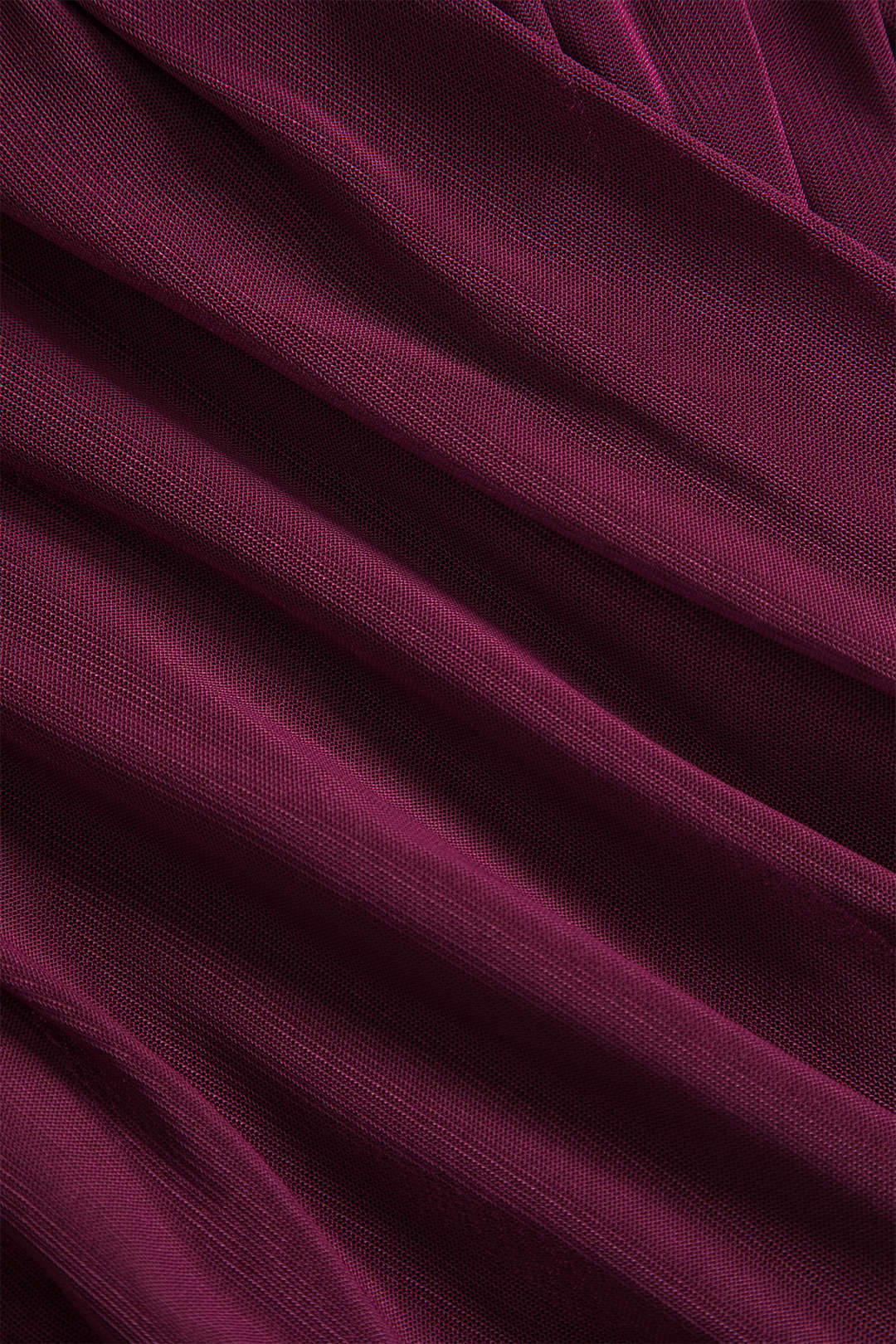 Women's Sheer Mesh Long Sleeve Wrap Top Burgundy Stretchy Ruched Blouse — Image 6