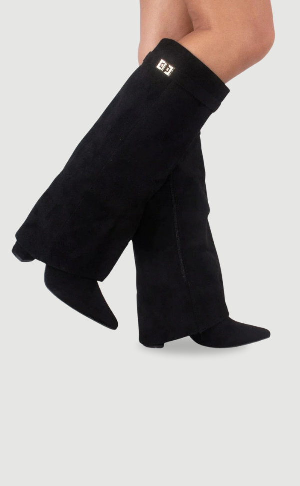 Elegant Women's Knee-High Suede Boots - Black, Beige, Brown, Luxurious Material — Image 16