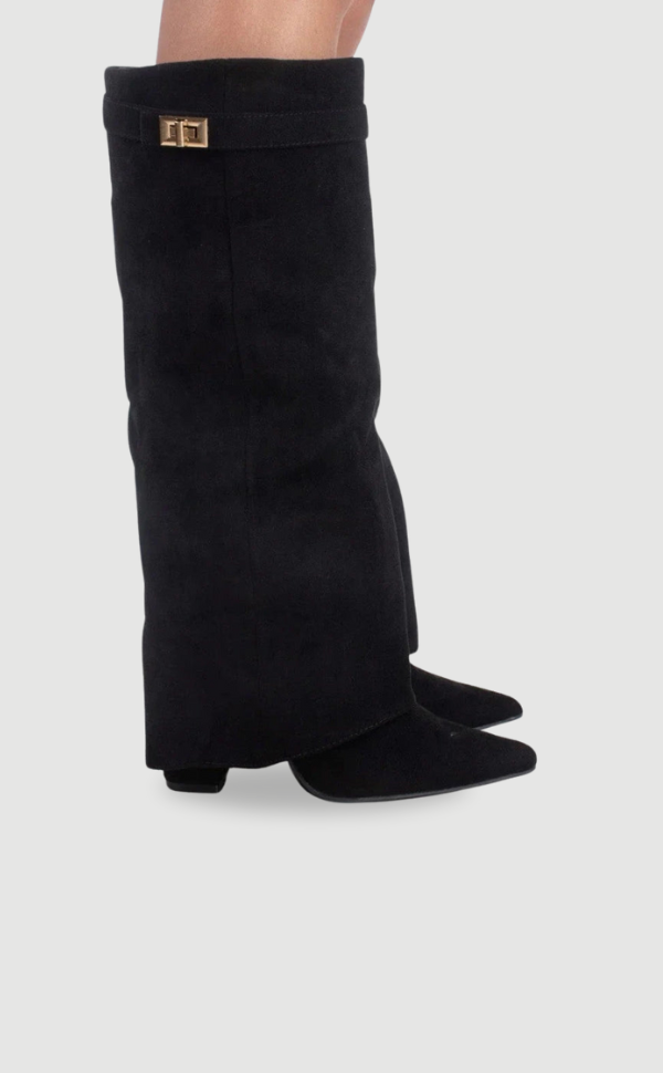 Elegant Women's Knee-High Suede Boots - Black, Beige, Brown, Luxurious Material — Main Image