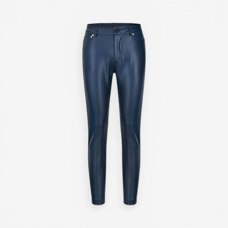Women's Faux Leather Skinny Pants High-Waist Stretch Slim Fit Trousers Black, Red, Blue — Image 2