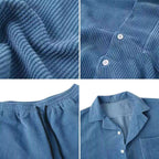Men's Waffle Knit Lounge Set Cotton Blend Short Sleeve Shirt and Shorts — Image 5
