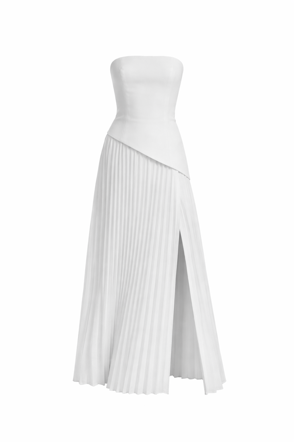 Jesolice Elegance Cascade Strapless Pleated Midi Dress